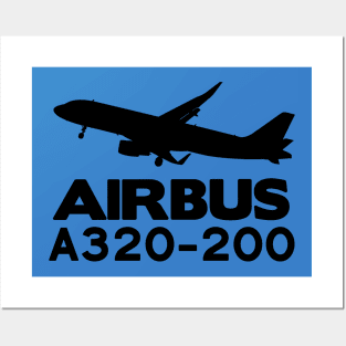 Airbus A320-200 Silhouette Print (Black) Posters and Art